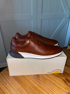 Amberjack Whole Cut Hybrid Dress Sneakers Leather  Shoes In Chestnut Sz 10M